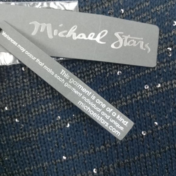 Michael Stars Sweater Women's XS/S Loose Long Blue Sparkle Sequins Boat L/S - Picture 10 of 12